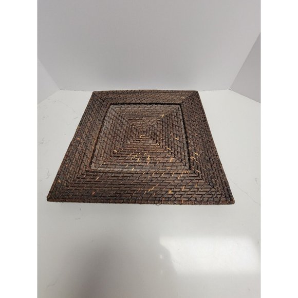 2 Woven Wicker Rattan 13" Square Charger Plates Boho Bohemian - Picture 11 of 14
